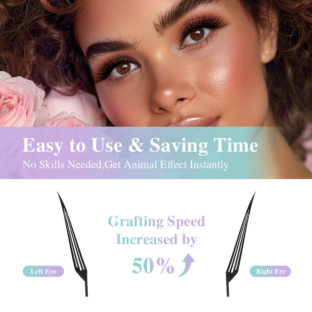 NAGARAKU Flying Spire Shaped Eyelashes Extensions Air Series Premade Volume Lashes 0.07mm D Curl 8mm-15mm Mix Length 240 Clusters Fox/Wet Set/Anime/Manga Styles Lashes - Image 4