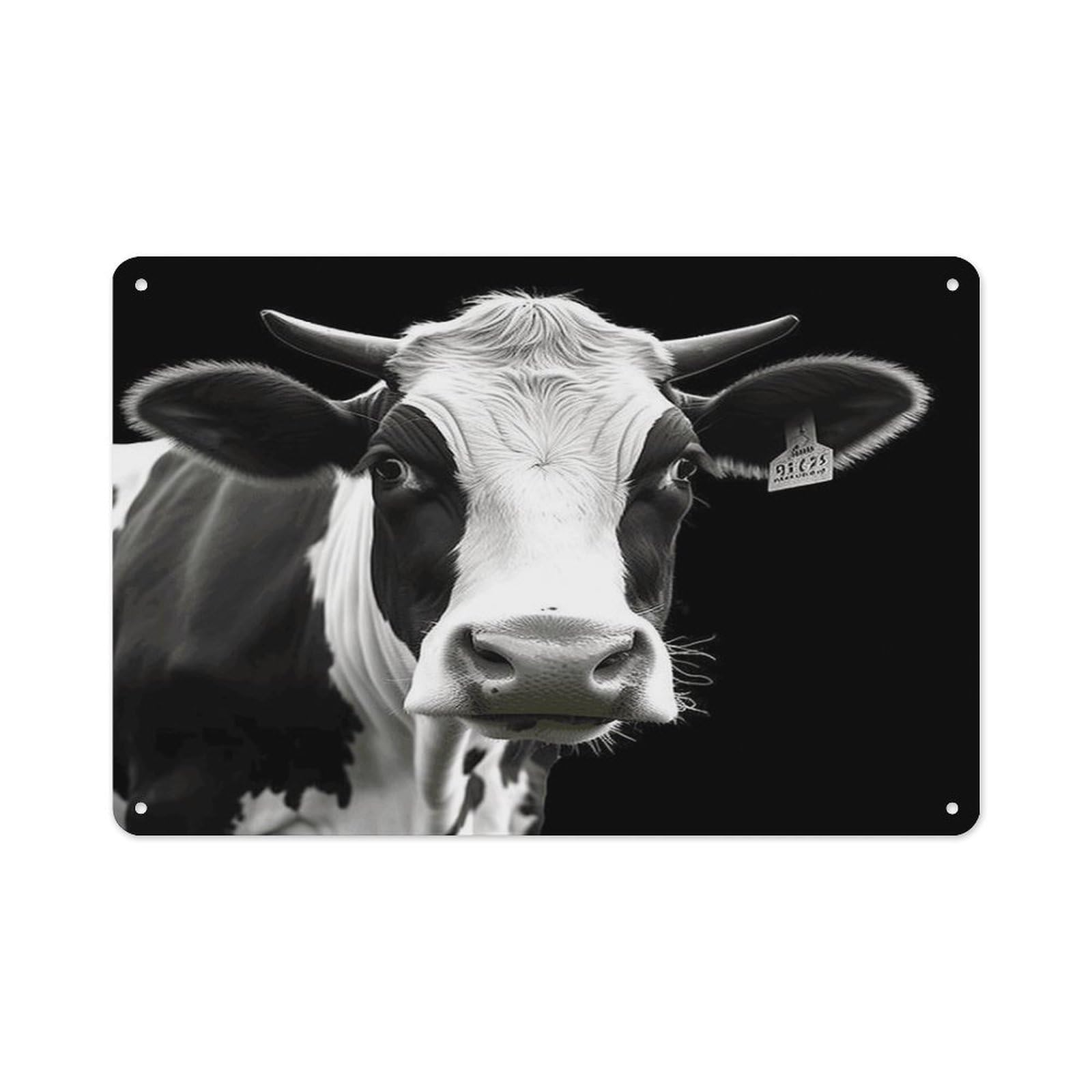 VstaDank Vintage Metal Sign Sublimation Aluminum Animal Funny Cow Head Black White Plaque Sign Weatherproof Art Decorative Wall Plate Boho Aluminum Wall Hanging Decor Retro Poster Plaque 8x12in