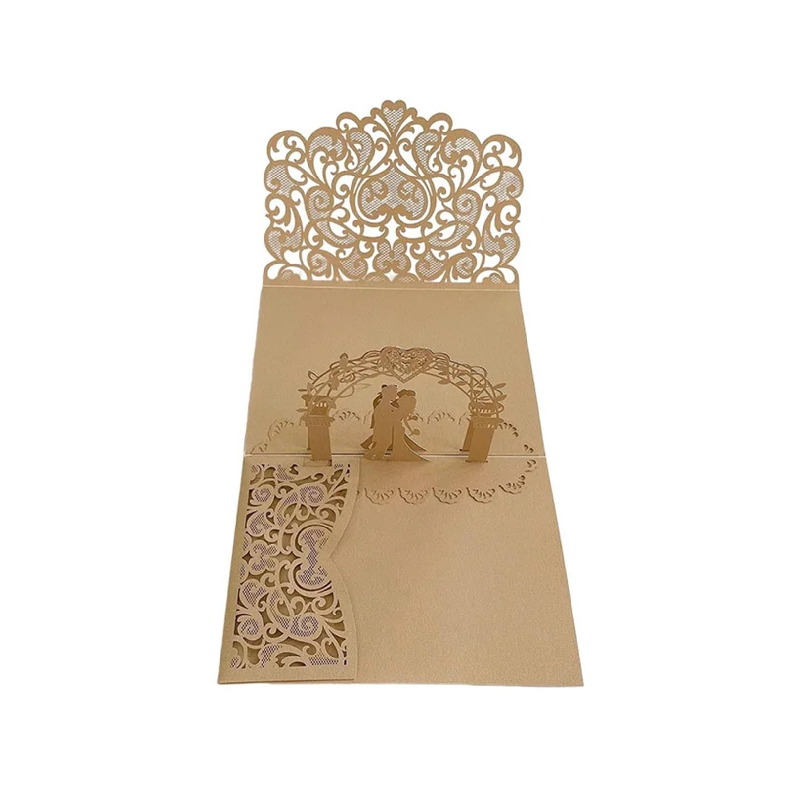 Hochzeitseinladungen Karte 25 stücke Laser Cut Hochzeitseinladungskarte 3D Dreifach Gefaltete Braut Und Bräutigam Spitze Grußkarte Hochzeitsfestbevorzugung Supplies(Only Mikin Cover)