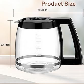 BRENSTEN 12-Cup Glass Carafe Replacement for Cuisinart Coffee Maker Models DCC-1200, DCC-1100BK, DCC-2650, CHW-12, CHW-12P1, DGB-550BK, DGB-550BK1, DGB-625BC, DGB-700BC, and SS-12 | Part# DCC-1200PRC