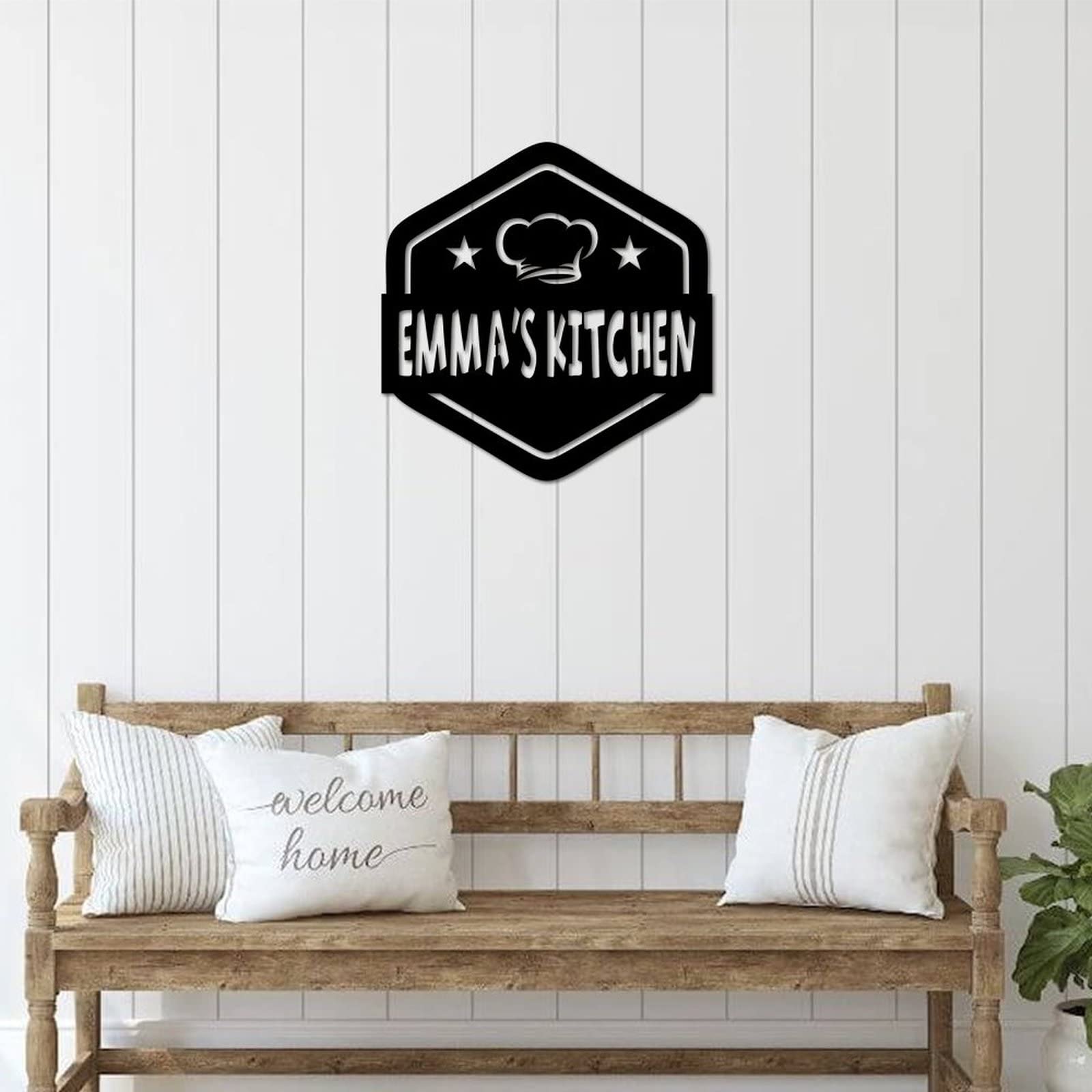 Letrero de metal personalizado para cocina, letrero de bienvenida, nombre, decoración de pared, nombre de cocina familiar, letrero de cocina para mamá, letrero de cocina, letrero de cocina