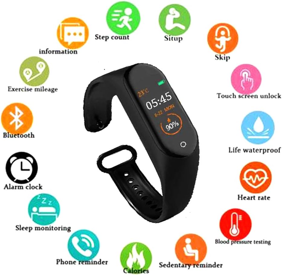 SBA999 ABM405 M4 Bluetooth Wireless Smart Fitness Band for Boys/Men/Kids/Women | Sports Watch Compatible with Xiaomi, Oppo, Vivo Mobile Phone | Heart Rate and BP Monitor, Calories Counter