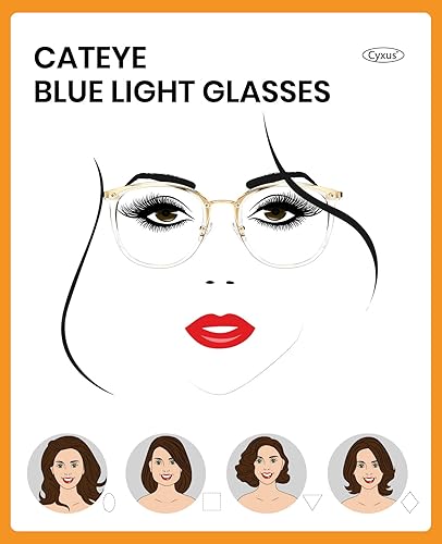 Miniatura 7 de Cyxus Lentes de luz azul para mujer, anteojos de bloqueo de luz azul para mujer, anteojos redondos para computadora, anteojos antifatiga ocular