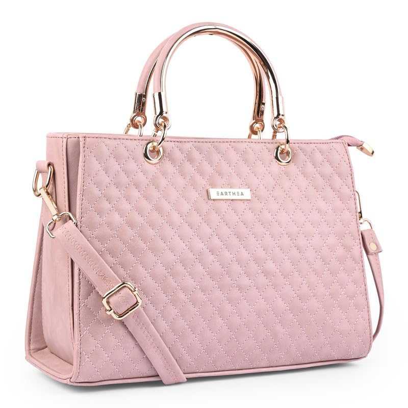 Women’s Quilted Faux Leather Satchel Handbag | Diamond Cut Cross Shoulder & Handheld Bag with Studded Top Handle & Adjustable Sling Strap | Stylish Ladies Purse for Office & Travel-image-25