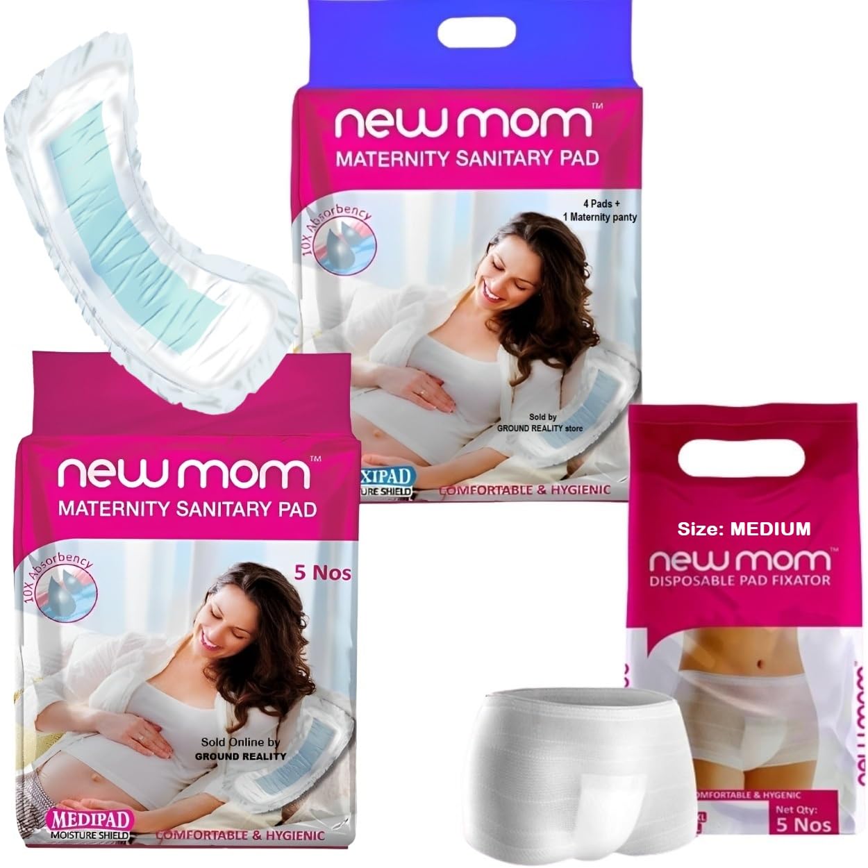 LADY HAWK (Pregnancy Kit Set of 15) 4 New Mom Disposable Maternity Pads 850ml + 5 Medi New Mom Maternity Pads 450ml + 6 Medium Size Pad Fixator Panty for Hip Size 78-88cms (Reusable and Washable) (B0D35W41C2) Amazon Price History, Amazon Price Tracker