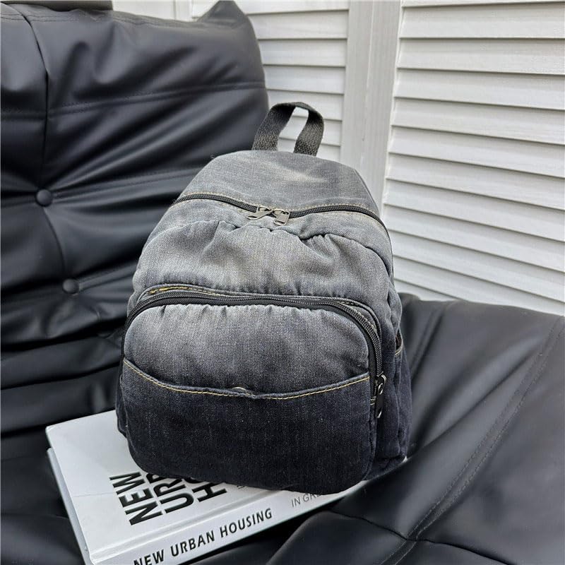 Image of MaxxCloud Vintage Denim Laptop Backpack Casual Canvas Daypack Handbag Purse Lightweight Rucksack Shoulder Bag