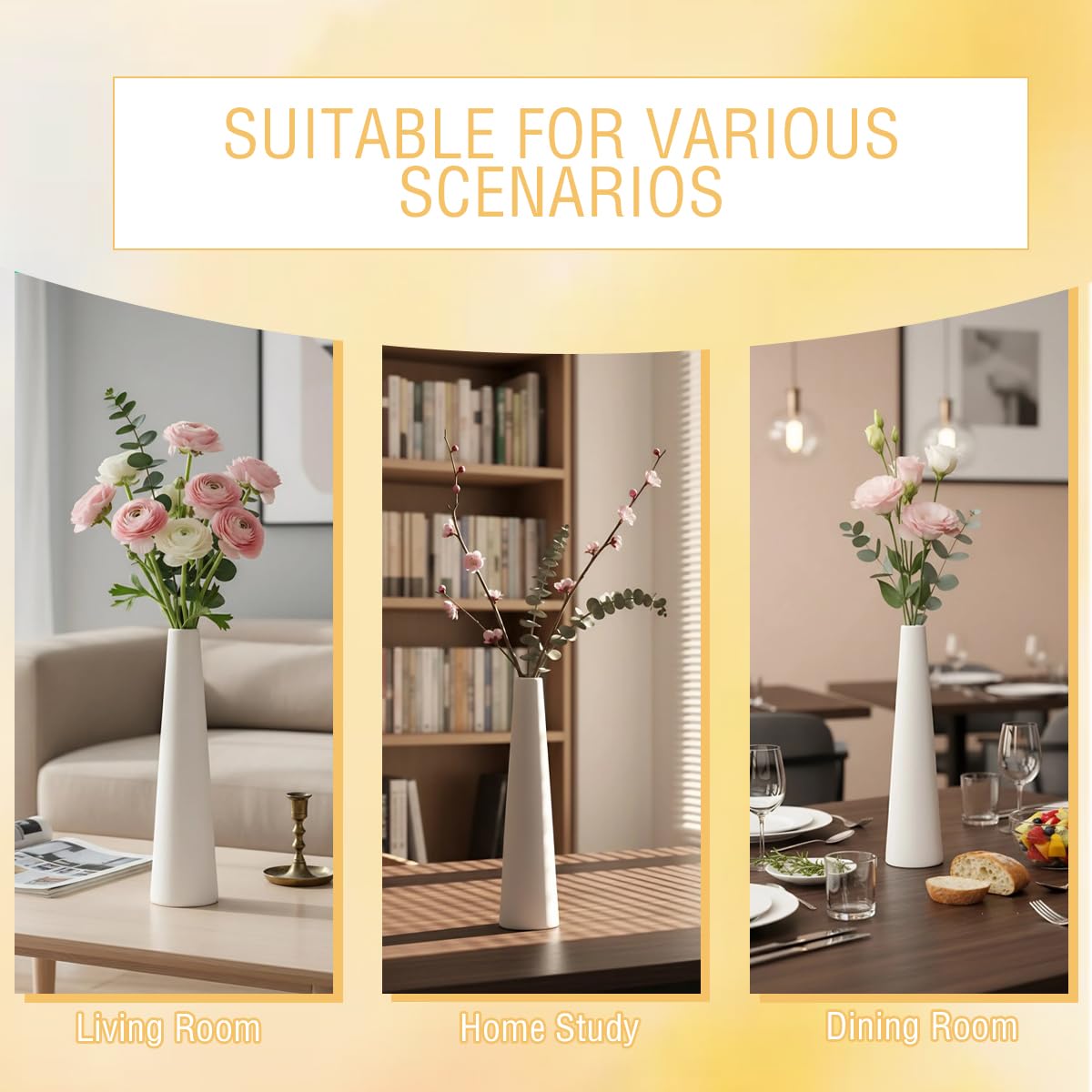 VANTOBEST Small Ceramic Bud Vase Tall Conic Flower Single Stem Vase Black Vase H — product photo