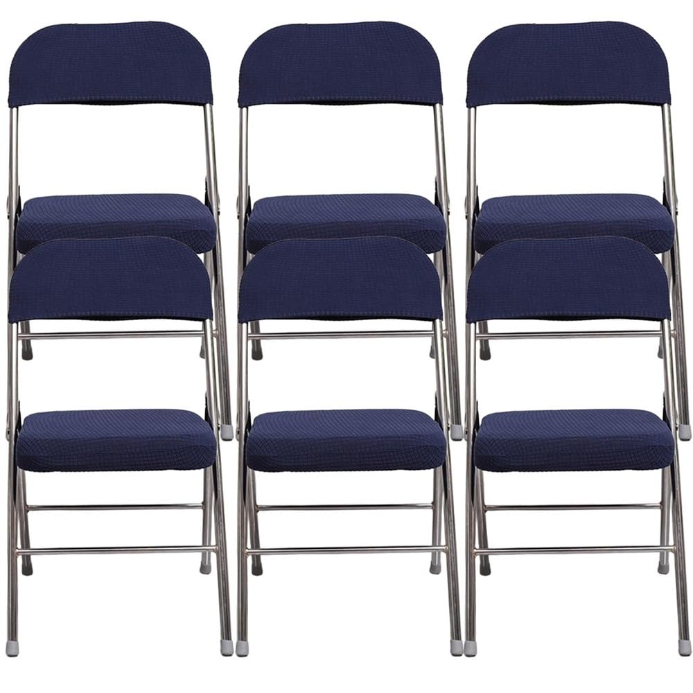 Set di coprisedia elastici per sedie pieghevoli, sedie da ufficio, sgabelli da bar, fodere protettive per riunioni, eventi, feste (blu navy, 6 pezzi)