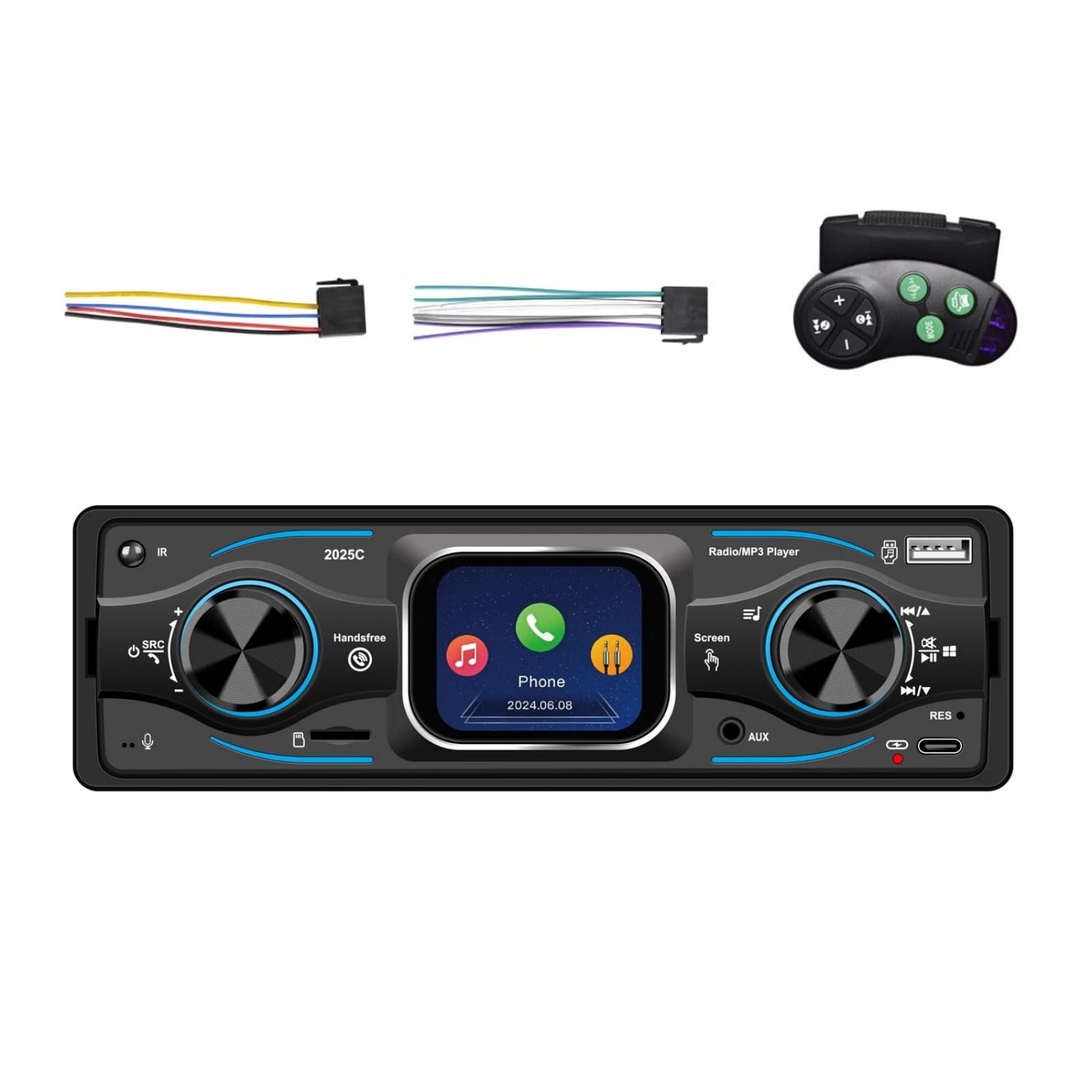 Radio samochodowe Bluetooth pojedyncze DIN radio samochodowe w desce rozdzielczej, port USB/TF/AUX