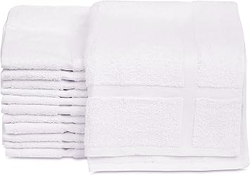 12 Pack New Cotton Blend Economy White Hotel Bath Mat Towel 18x25 Inches Light Weight Quick Drying & Machine Washable - Hotel Supplies Shower Bath Mat Towel