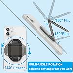 Cell Phone Ring Holder Finger Kickstand, CLZWiiN Foldable 360° Rotation Cellphone Stand for Desk, Office Desktop, Magnetic Car Mount, Metal Multi-Angle for Phone Back Grip (Gun Black)
