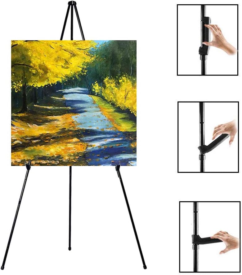 63'' Tall Display Easel, Folding Instant Poster Easel, Black Steel Metal Telescoping Art Easel for Display Show, Easy Assembly (Black, 1Pack) : Arts, Crafts & Sewing