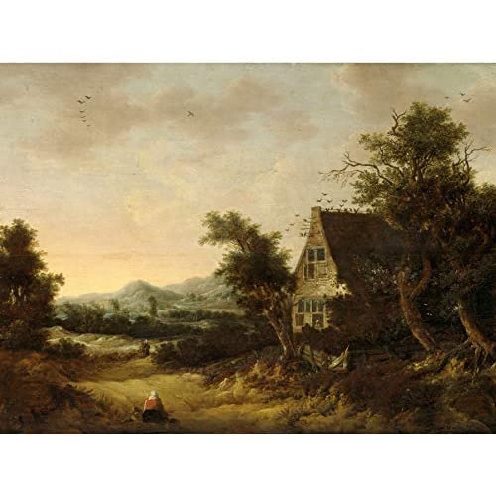 Artery8 Van Zwieten Hilly Landscape Cottage Peasant Painting Art Print Canvas Premium Wall Decor Poster Mural