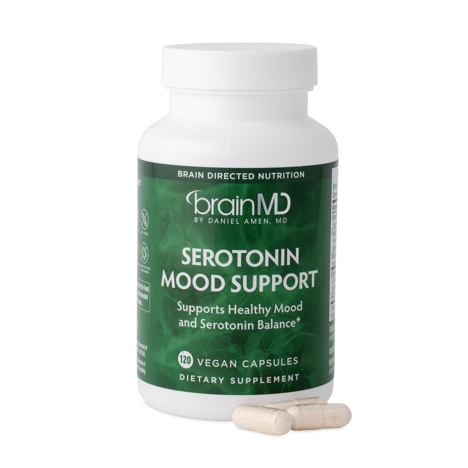 BRAINMD Dr Amen Serotonin Mood Support - 120 Capsules - Supports Healthy Serotonin Balance - Gluten Free - 30 Servings
