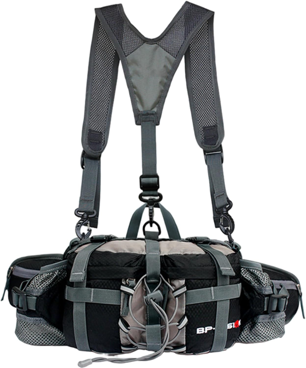 Hiking Fanny Pack for Women Men, Waterproof Waist Pack with Water Bottle Holder & Shoulder Straps Lumbar Hip Belt Bag, 1#