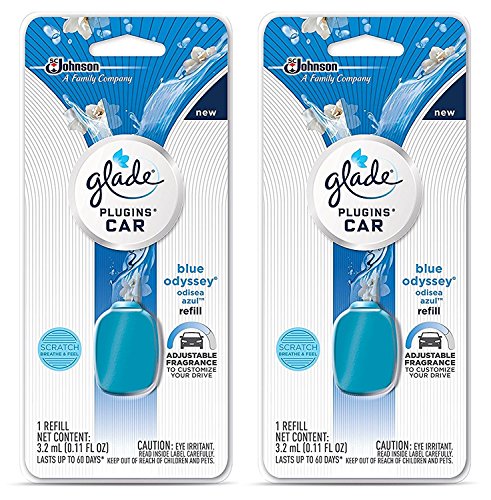 Glade Plugins Car Refill - Blue Odyssey - Net Wt. 3.2 mL (0.11 FL OZ) Per Refill - Pack of 2 Refills