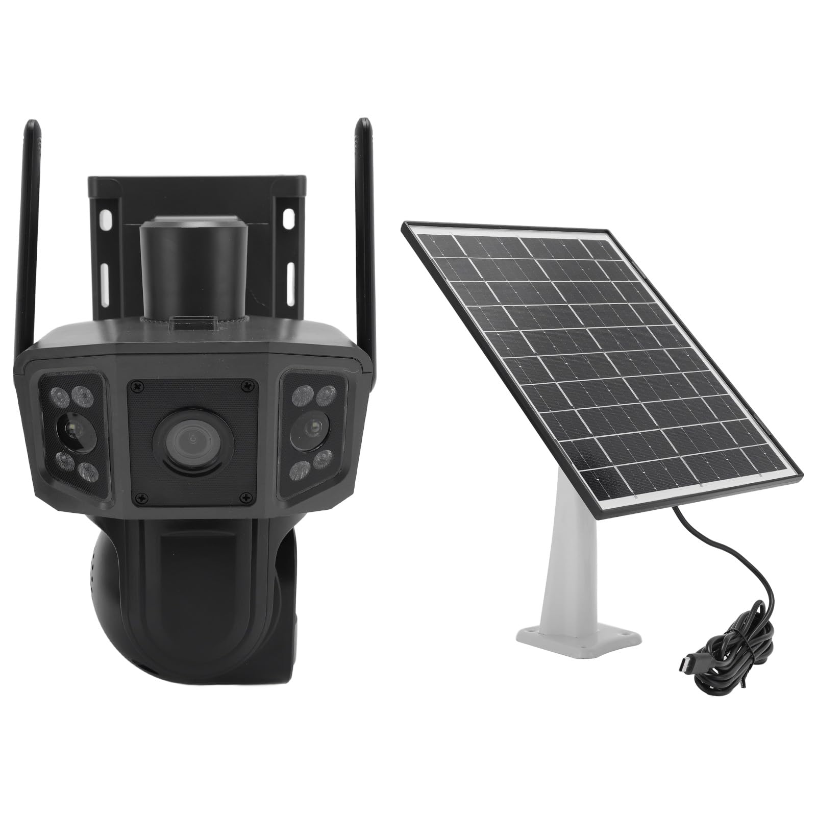 Goshyda Kamera Bezpieczeństwa Outdoor Solar, Szeroki Kąt 8 MP Panoramiczny Aparat do Zabezpieczenia Domu, IP66 Water Work, Wspieraj Ostrzeżenie o Wykrywaniu Człowieka (Wersja UE)