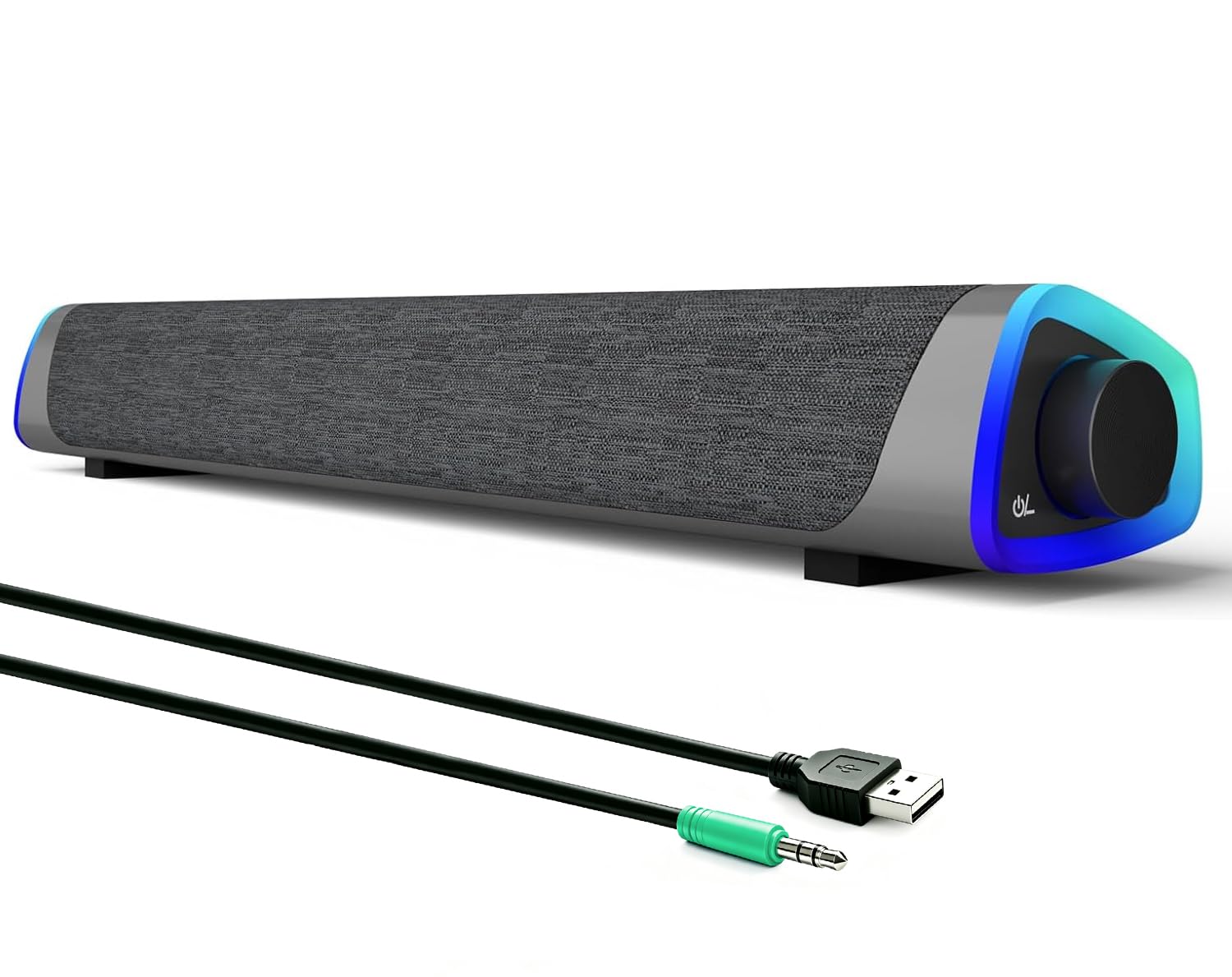 SOULION R30 Altavoces PC, Altavoces USB de Computadora, Luces LED Coloridas con botón de Interruptor, Altavoz de Barra de Sonido para computadora portátil de Escritorio