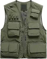 Colete Tático Multibolsos, Colete De Verão Para Ar Livre De Homem Plus Size Em Malha Respirável E Com Fecho Multirrespirável, Casaco Campismo E Caça Secagem Rápida, Para Trabalho(Military green,5XL)