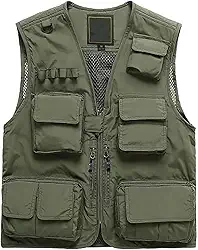 Colete Tático Multibolsos, Colete De Verão Para Ar Livre De Homem Plus Size Em Malha Respirável E Com Fecho Multirrespirável, Casaco Campismo E Caça Secagem Rápida, Para Trabalho(Military green,5XL)