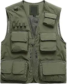 Colete Tático Multibolsos, Colete De Verão Para Ar Livre De Homem Plus Size Em Malha Respirável E Com Fecho Multirrespirável, Casaco Campismo E Caça Secagem Rápida, Para Trabalho(Military green,5XL)
