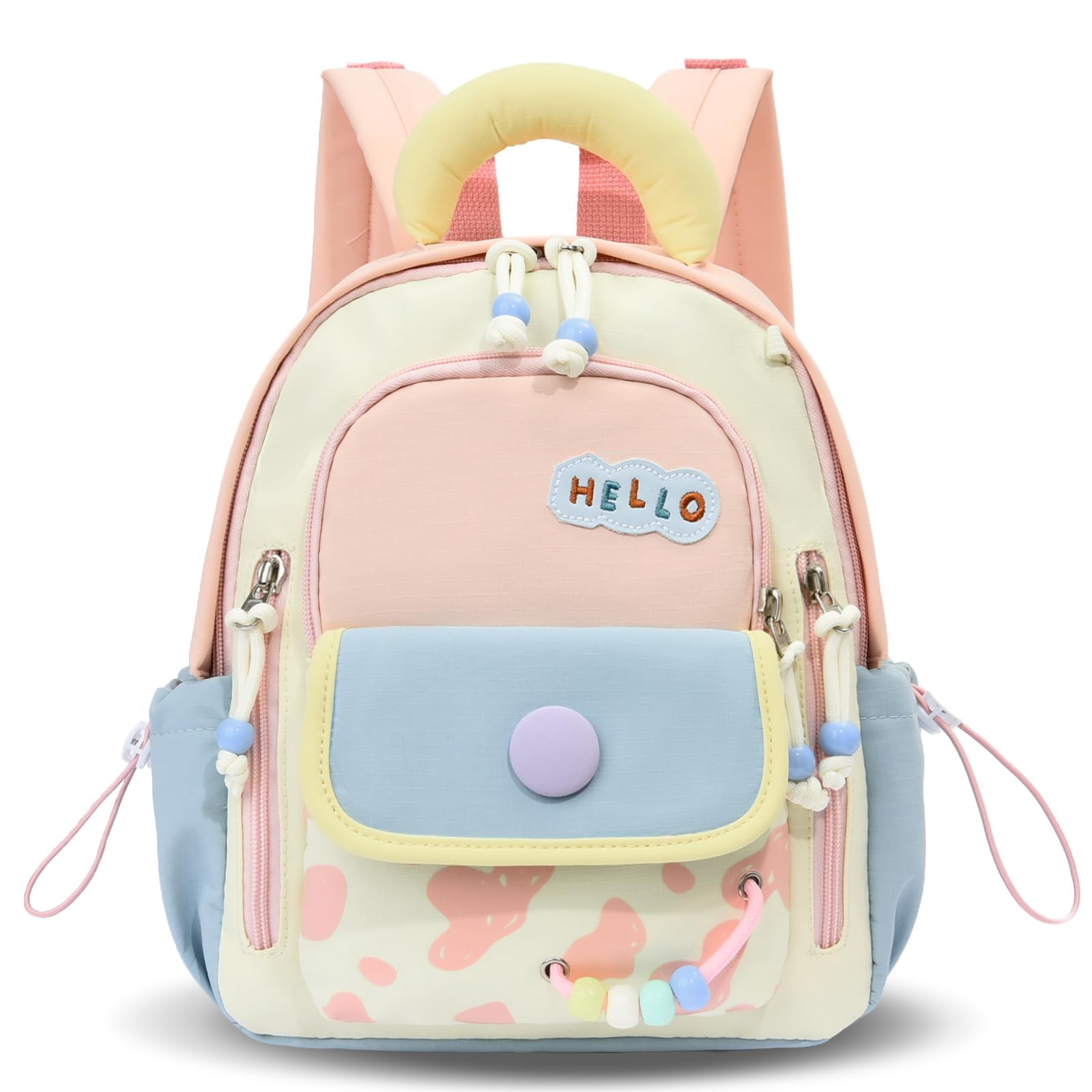 PROTAURI Sac à Dos Enfant Maternelle Fille avec Bretelles de Poitrine, Cartable Maternelle Respirant & Imperméable, Sac Enfant Maternelle Léger Macaron-Design pour 2-5 Ans, 8L, Rose Clair | Avec sangle de poitrine, imperméable, légère, respirante, ergonom