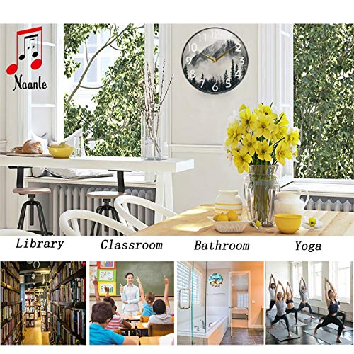 Naanle Chic Banff National Park Foggy Mountains And Forest Round Wall Clock, 9.5 Inch Silent Battery Operated Quartz Analog Quiet Desk Clock For Home,Office,School #TOP4