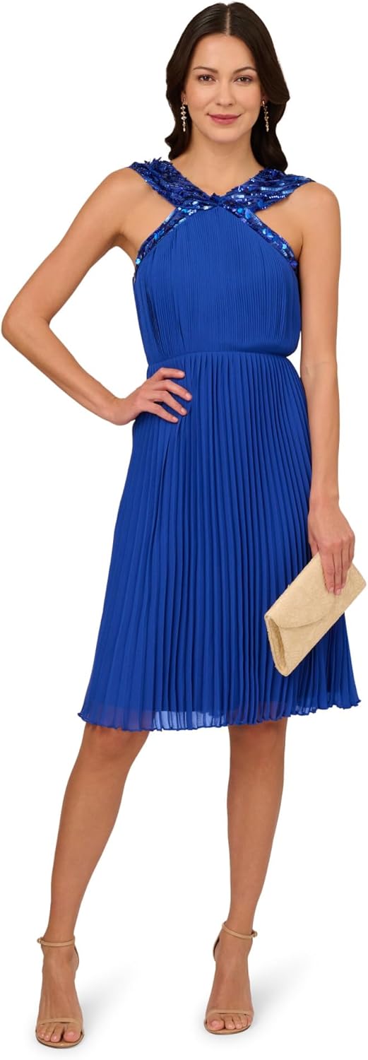 Adrianna Papell Womens Beaded Mesh Ankle DressSpecial Occasion Dress - Image 6