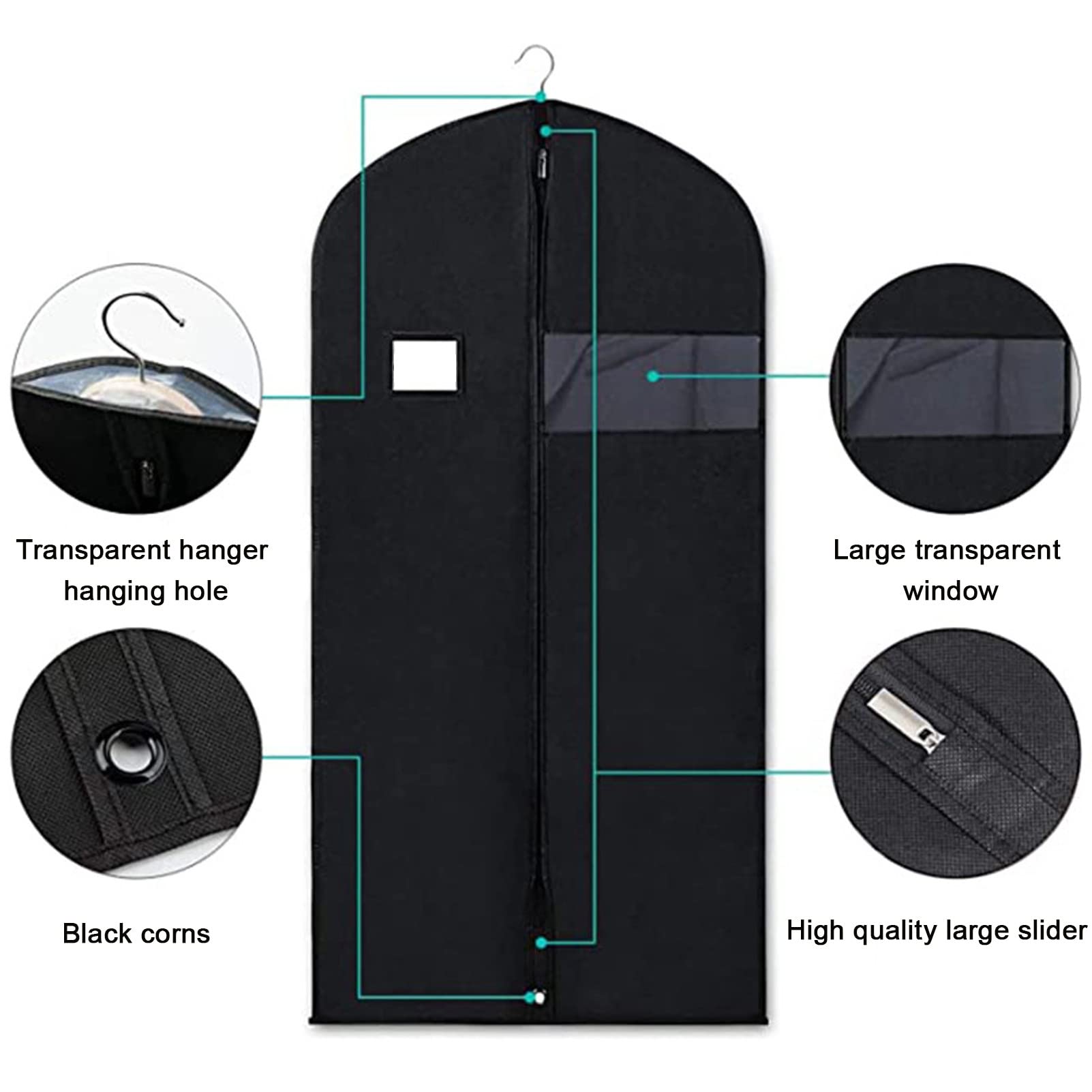 Bolsa de almacenamiento para fundas de ropa, fundas para ropa con cremallera, bopara armario, viajes, adecuadas para trajes, abrigos, chaquetas, jerseys, etc., negro-110x60cm (gris 110x60cm)