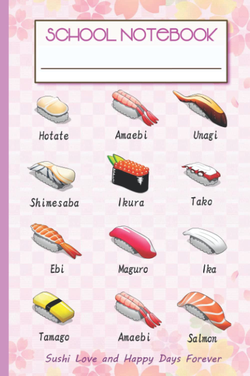 Cute Sushi Notebook for Girls - Composition School Journal: Wide Rule Lined Pages