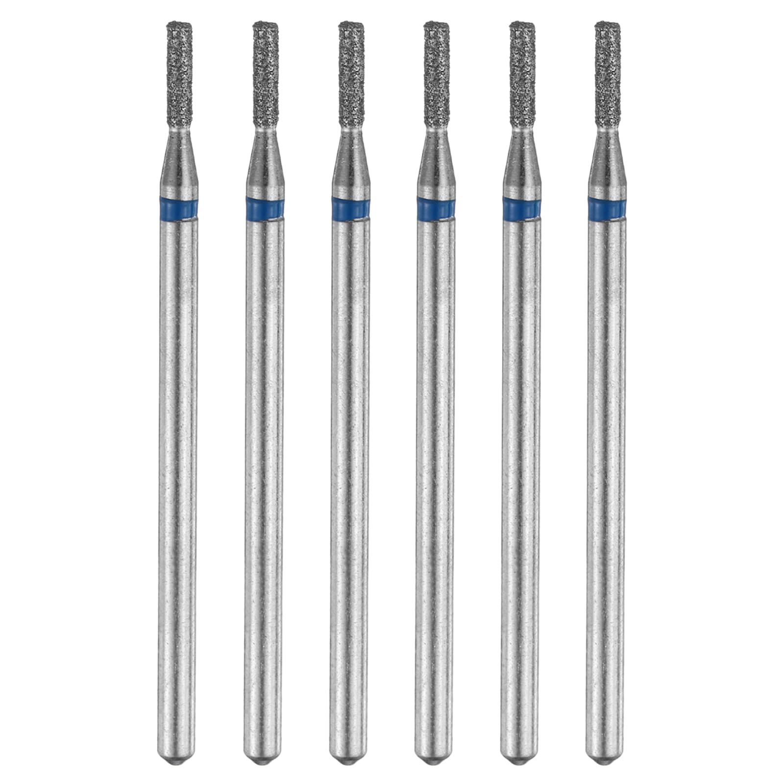 HARFINGTON 6pcs 120-140 Grits Diamond Grinding Bit 1.6mm Cylinder Head 2.35mm Shank 6mm Length Stone Sanding Drill Bits Rotary Tool for Ceramic Glass