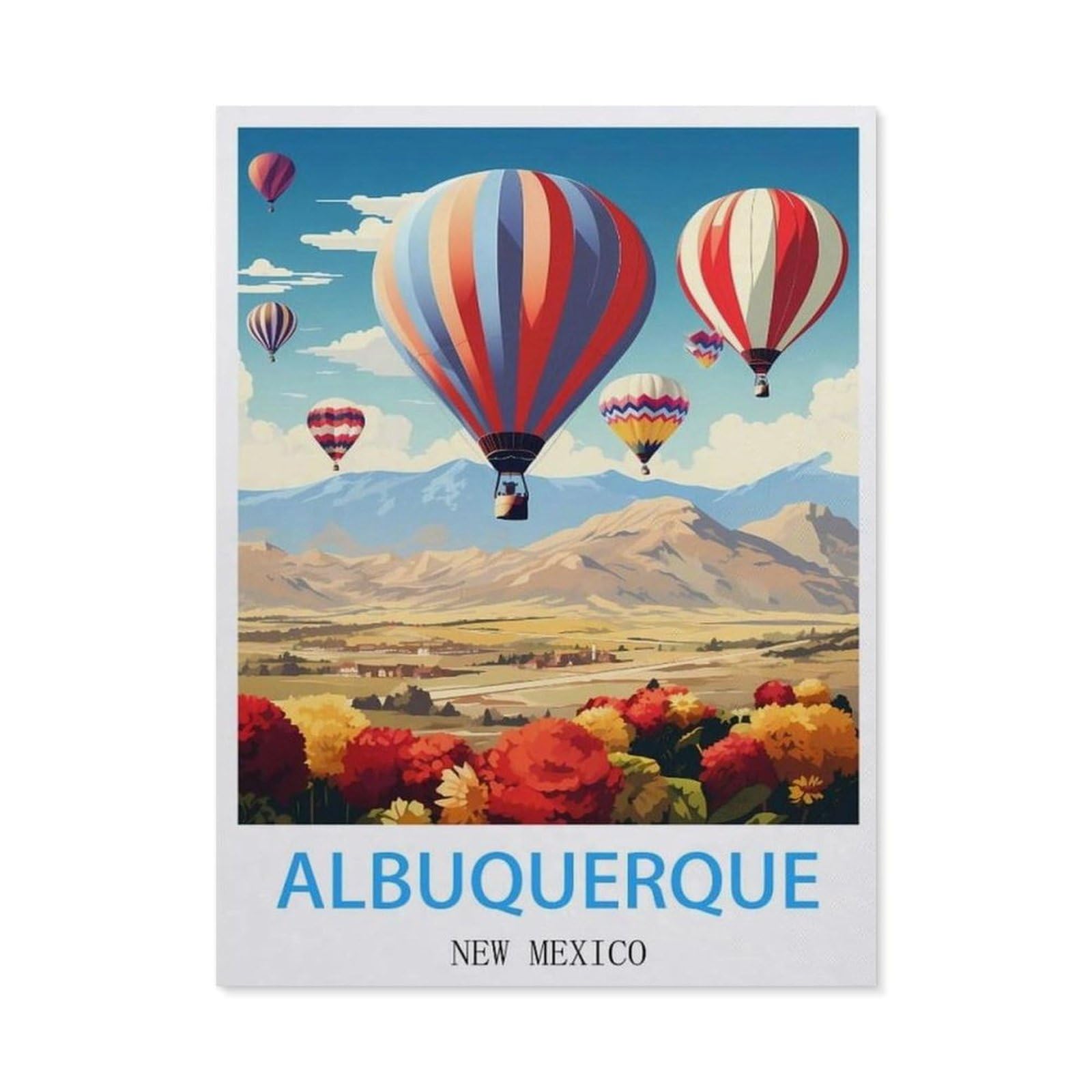 BEAYODKP DIY 5D Diamond Painting，Albuquerque New Mexico Vintage Travel Posters，Round Diamond, Used for Room Decoration（50 x 60 cm/19.68 x 23.62 inches）-BW59