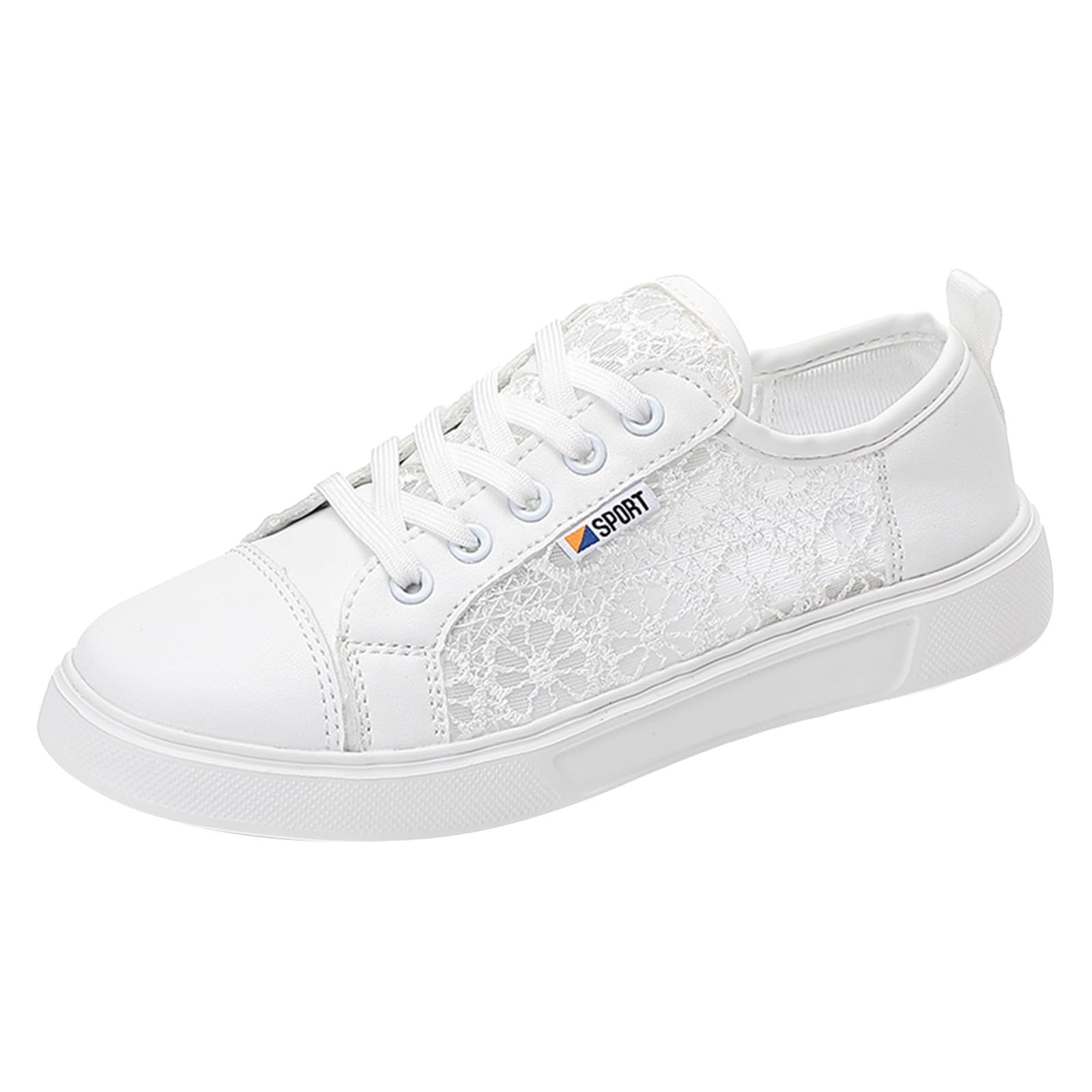 Zapatillas de mujer con flores de encaje zapatos casuales transpirables elegantes con cordones deportivas ligeras planas