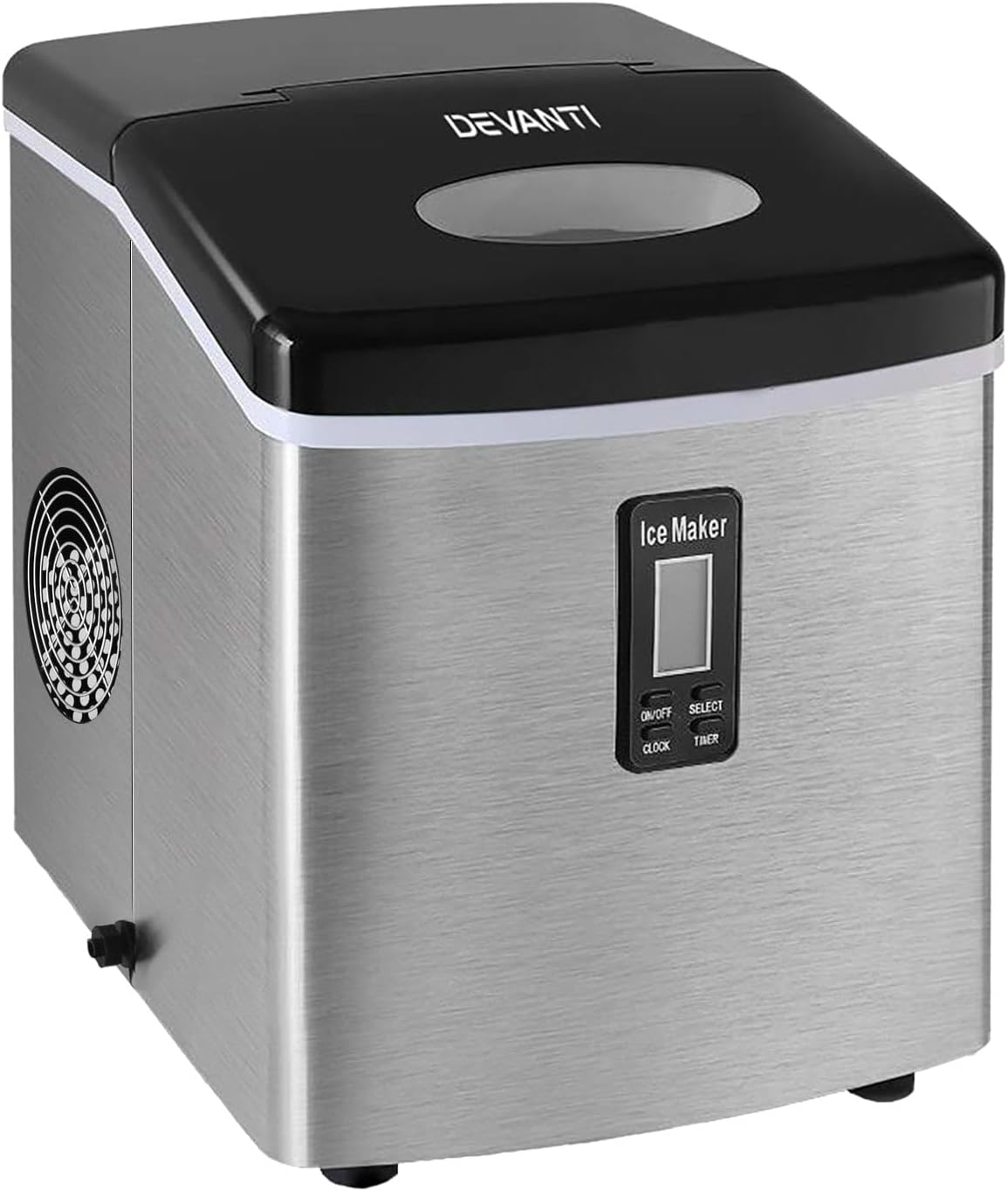Devanti 120W Stainless Steel Portable Ice Cube Maker Machine, 3.2 Litre ...