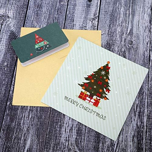 2 Pieces Christmas Greeting Cards with Envelopes 3D Pop Up Tree Design Christmas Cards Gift Cards for Christmas Winter Holiday, 5.9 by 5.9 inches