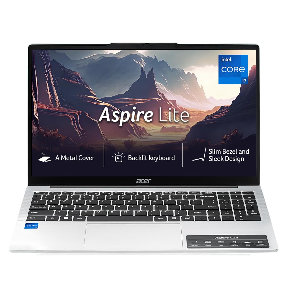 Acer Aspire Lite, 12th Gen, Intel Core i7-12650H Processor, 16 GB/1TB, Full HD IPS, 15.6″/39.62 cm, Win 11 Home, MS Office, Pure Silver, 1.70 kg, AL15-52H, Backlit Keyboard, Thin and Light Laptop Acer Aspire Lite, 12th Gen, Intel Core i7-12650H Processor, 16 GB/1TB, Full HD IPS, 15.6″/39.62 cm, Win 11 Home, MS Office, Pure Silver, 1.70 kg, AL15-52H, Backlit Keyboard, Thin and Light Laptop