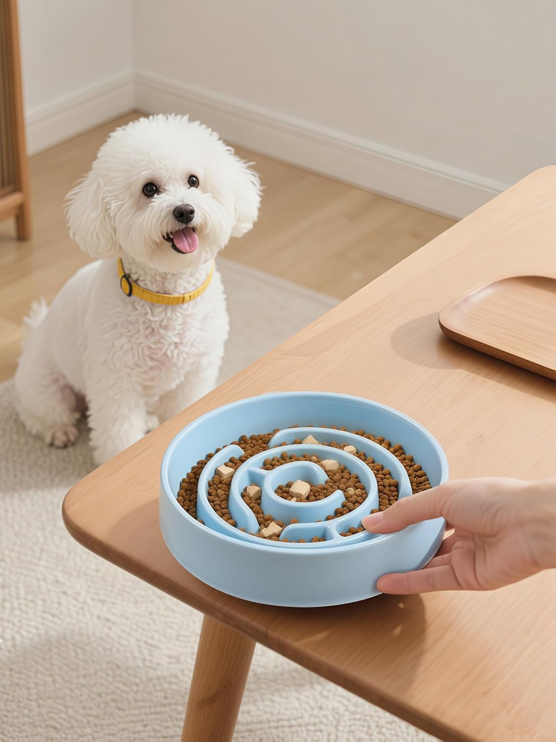 Ceramic Slow Feeder Dog Bowl,1.5 Cups Pet Slow Feeder for Small and Medium Breed,Puzzle Dog Food Dish,Anti-Gulping,Stop Bloat,Preventing Choking(Blue) - Image 6