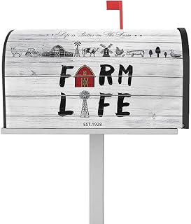 Mailbox Covers Magnetic Farm Life Letter Post Box Cover Wrap Decoration Retro Farmhouse Red Barn Windmill Cow Chicken Tractor Garden Outdoor Yard Decor 18" x 21"