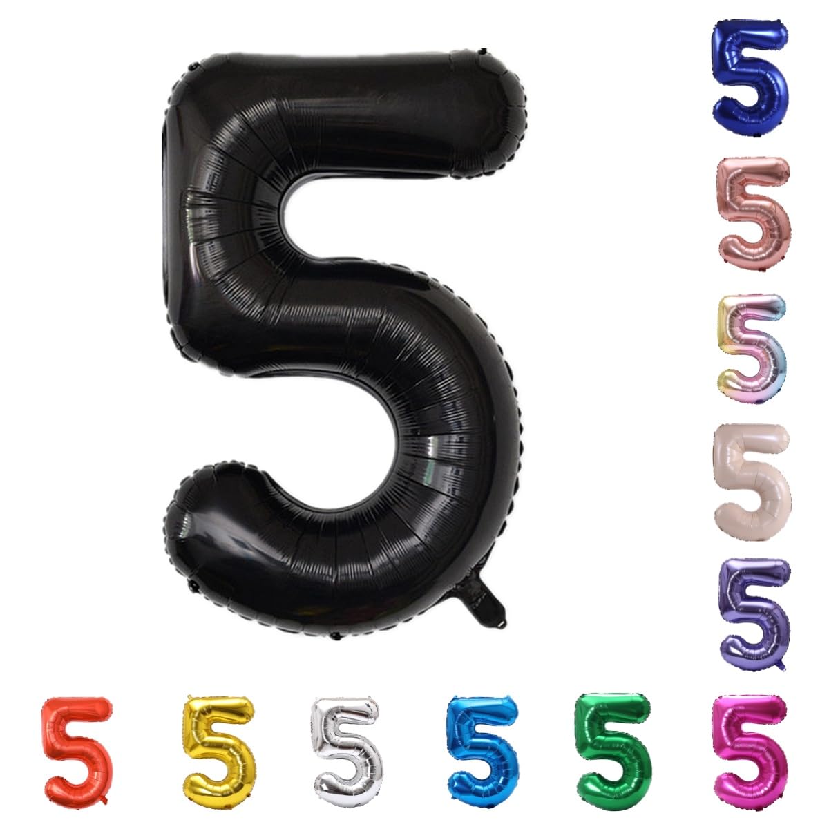 YPSelected 32 Inch Large Foil Helium Number Balloon Birthday Wedding Party 0-9 (Black, 5)
