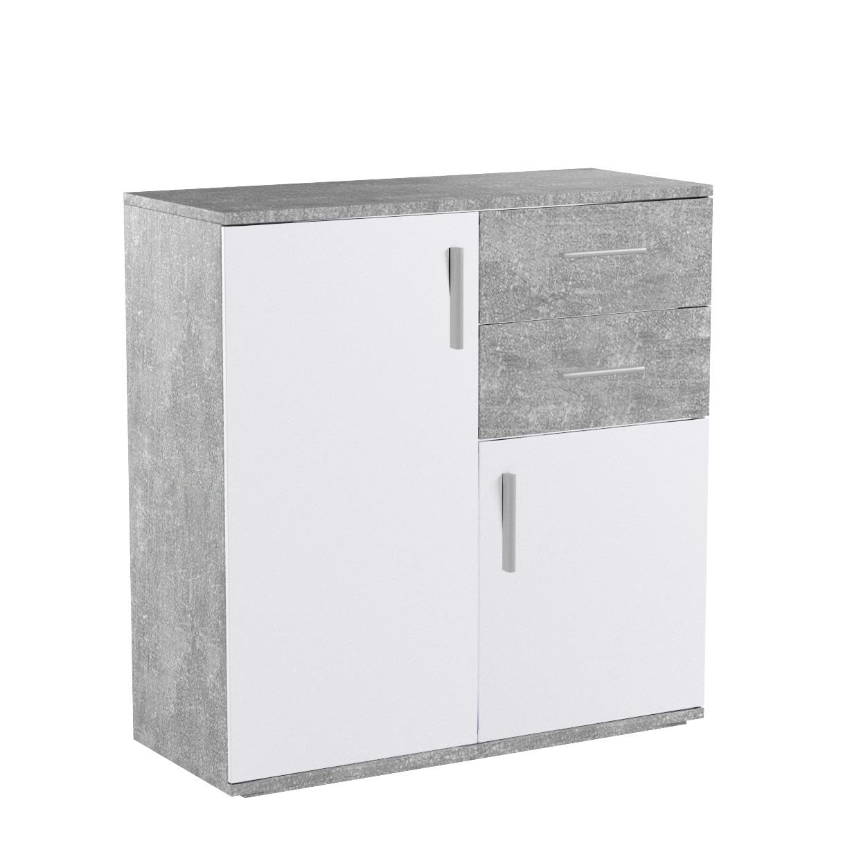 AVANTI TRENDSTORE - Bea - Comò in legno laminato e bianco, disponibile in 2 diversi colori e dimensioni (80x82x35 cm, Grigio-bianco)