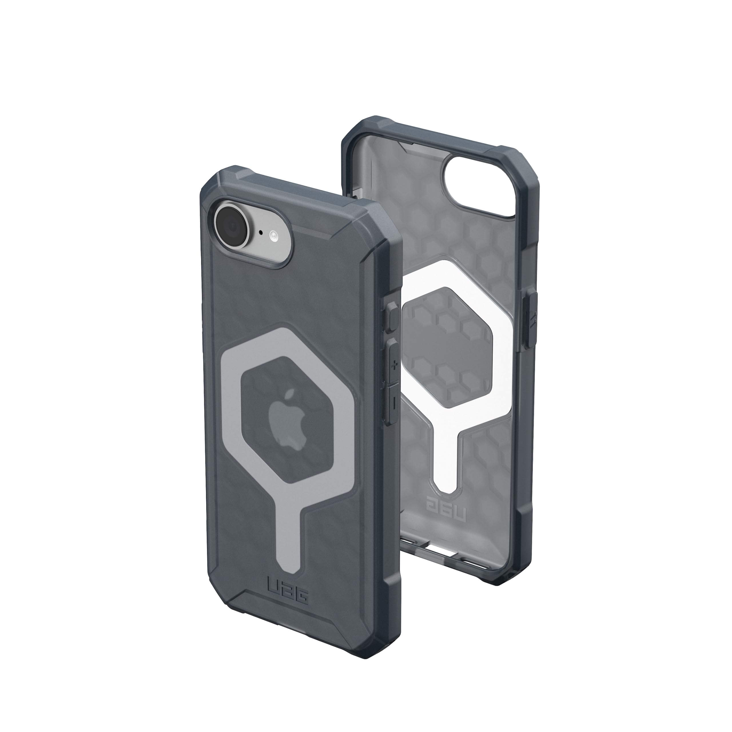 Urban Armor Gear Essential Armor MS Case Compatible Apple iPhone 16e Funda (Carga inalámbrica/​magnética optimizada, Protección contra caídas de 4,​6m) Ceniza (Gris Transparente)