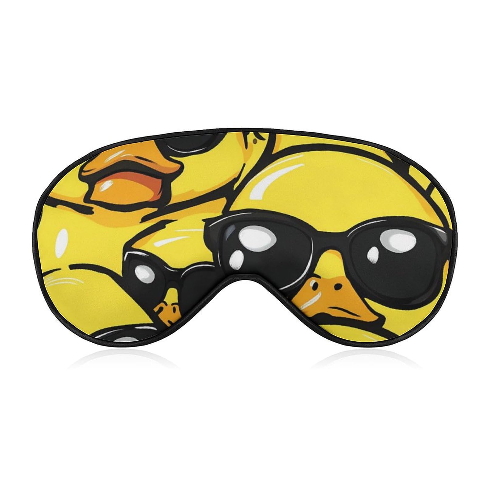 Rubber Yellow Duck with Glasses Sleep Mask Eye Shade Cover Adjustable Strap for Travel Lunch Break Women Men