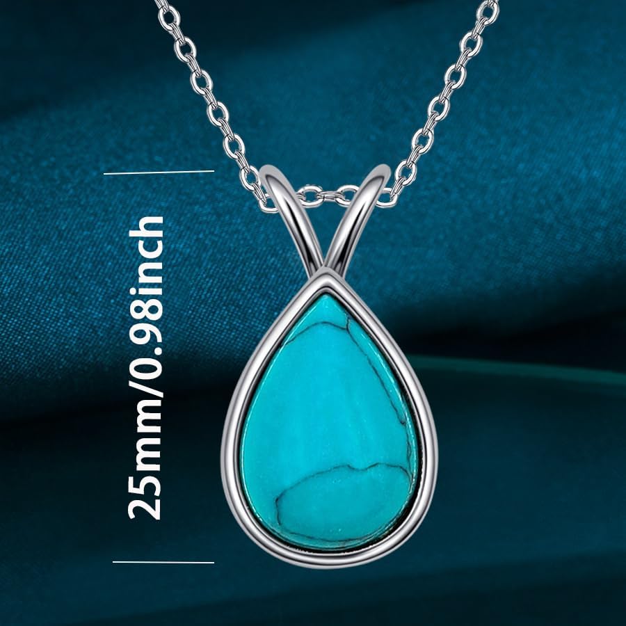 Genuine Turquoise Necklace for Women S925 Sterling Silver Turquoise Pendant Jewelry Gift for Mom - Image 5
