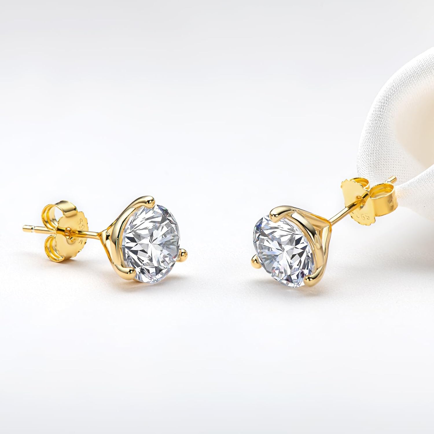 Stud Earrings 925 Sterling Silver Cubic Zirconia Stud Earrings Round Cut 2ct-4ct Simulated Diamond CZ Stud Earrings for Women Men Jewelry Gifts - Image 3