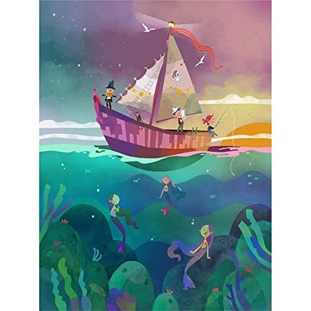 Wee Blue Coo Pirates Mermaids Wall Art Print