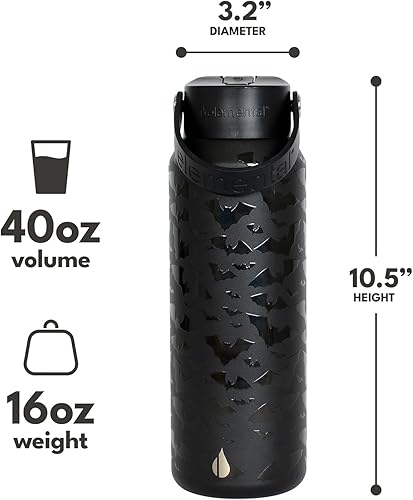 Miniatura 59 de Elemental Botella de agua aislada de 40 onzas con pajilla, botellas de agua con núcleo de acero inoxidable 100% a prueba de fugas para viajes,