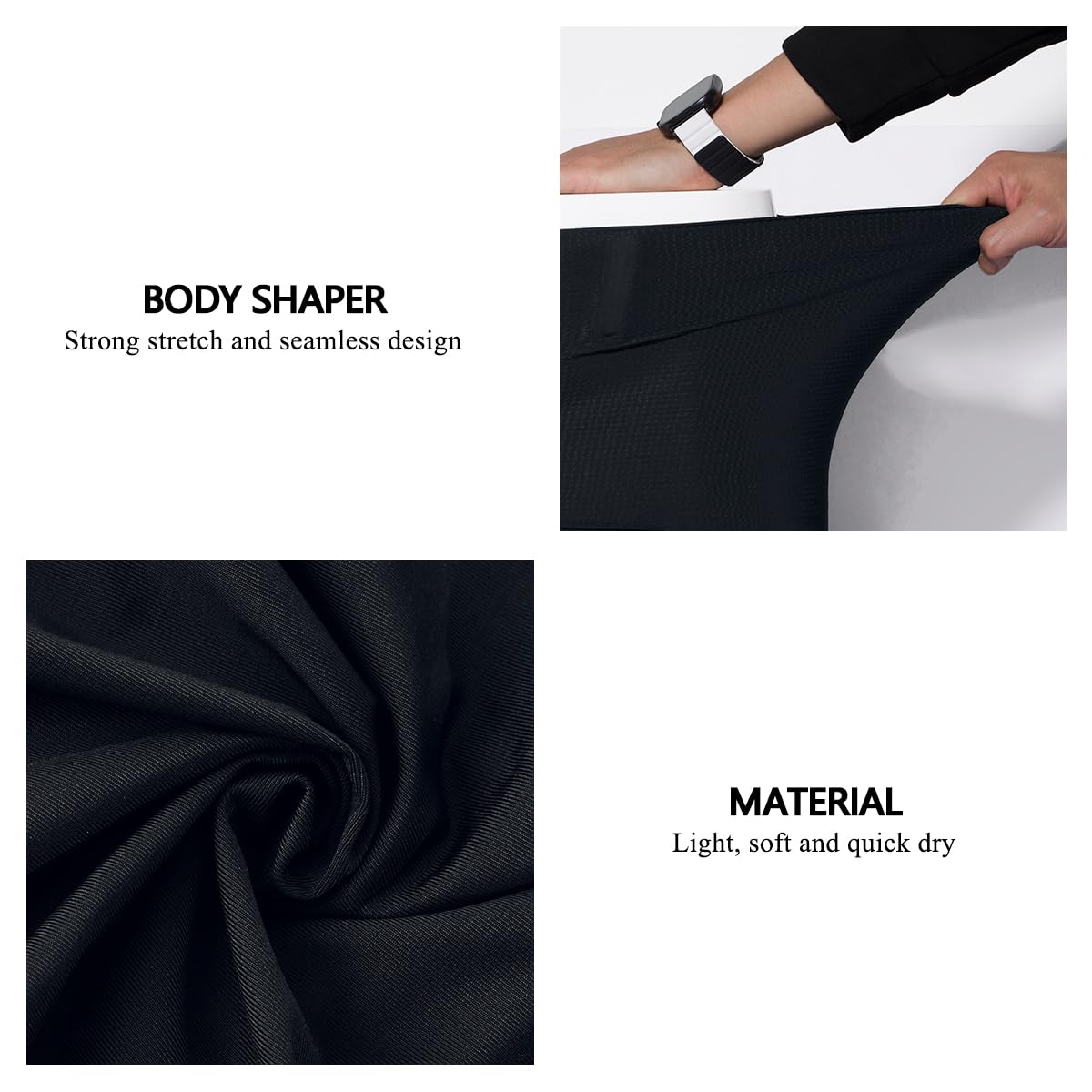 Casey Kevin Shapewear Boxerki męskie wyszczuplające brzuch, kompresyjne szorty męskie, body shaper, szorty bauchweg, spodnie męskie wyszczuplające brzuch, K1 - czarny, XL