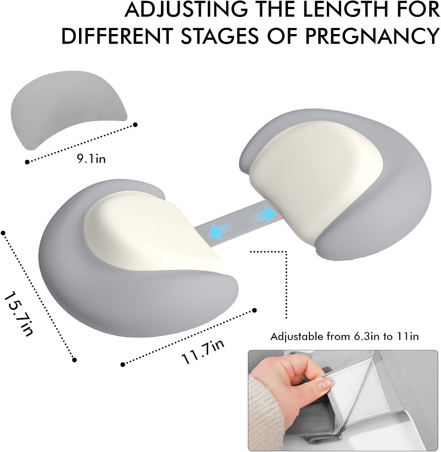 Pregnancy Pillows for Sleeping, Memory Foam W Shaped Maternity Pillow for Pregnant Women, Adjustable Travel Pregnancy Wedge Pillow with Cooling Removable Washable Cover, Support for Belly, Back(Grey)