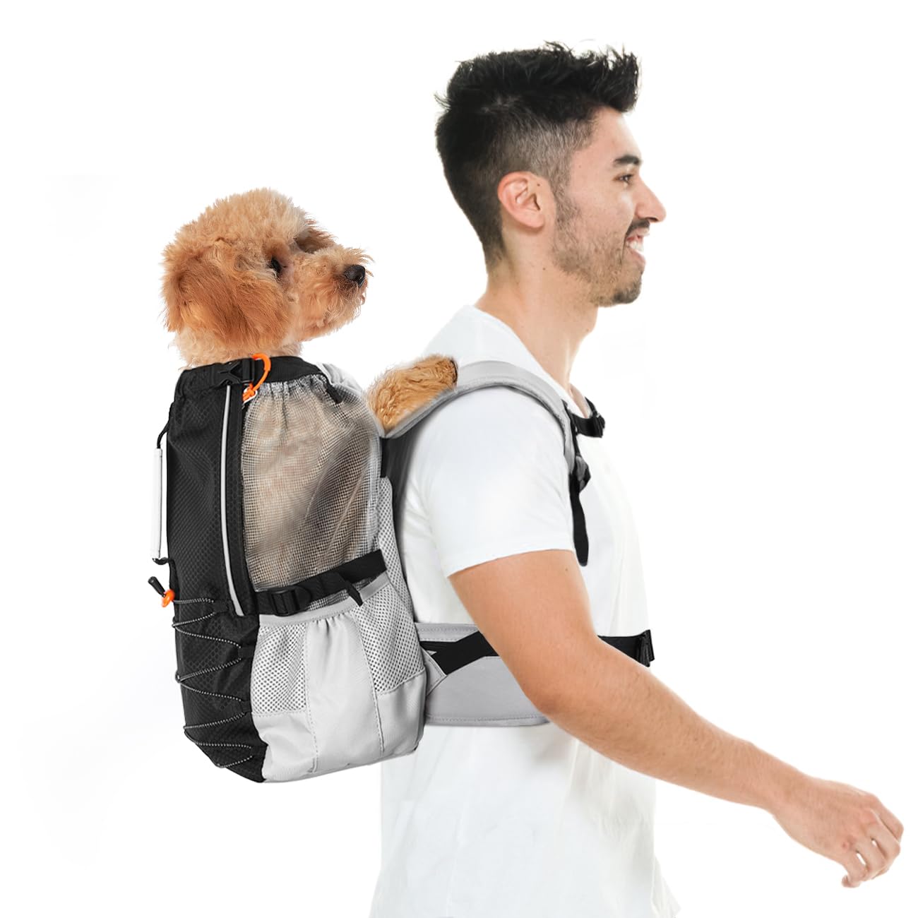 Pawaboo Mochila Transportín para Perros, Bolsa de Transporte Perros Pequeños y Medianos con Correa Ajustable y Malla Transpirable, Bolso de Viaje Portátil Ergonómico para Cachorros Mascotas, S, Negro