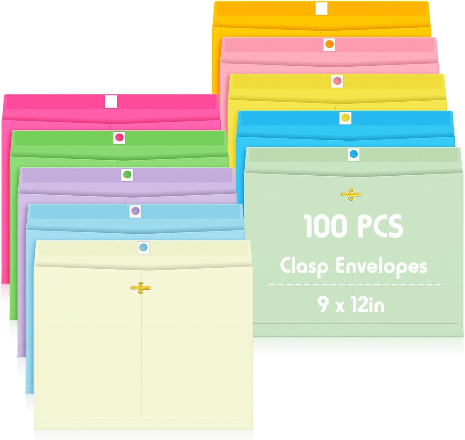 Geyee 100 Pcs 9 x 12 Inch Clasp Envelopes Manilla